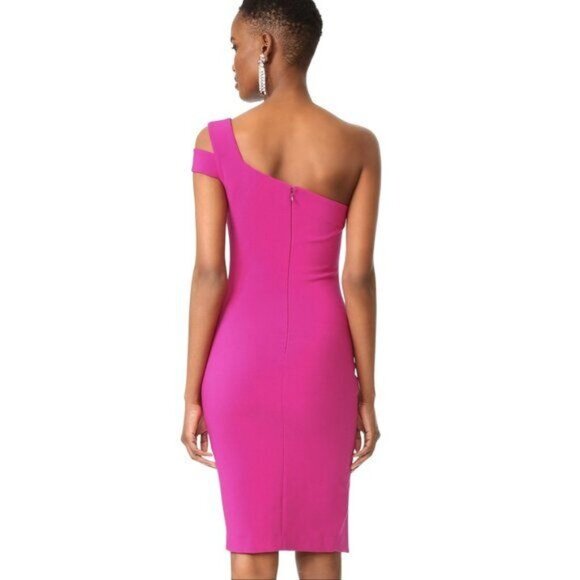 Likely Packard Dress Size 12 One Shoulder Fuchsia Pink Mid Length Slit New - Picture 5 of 12